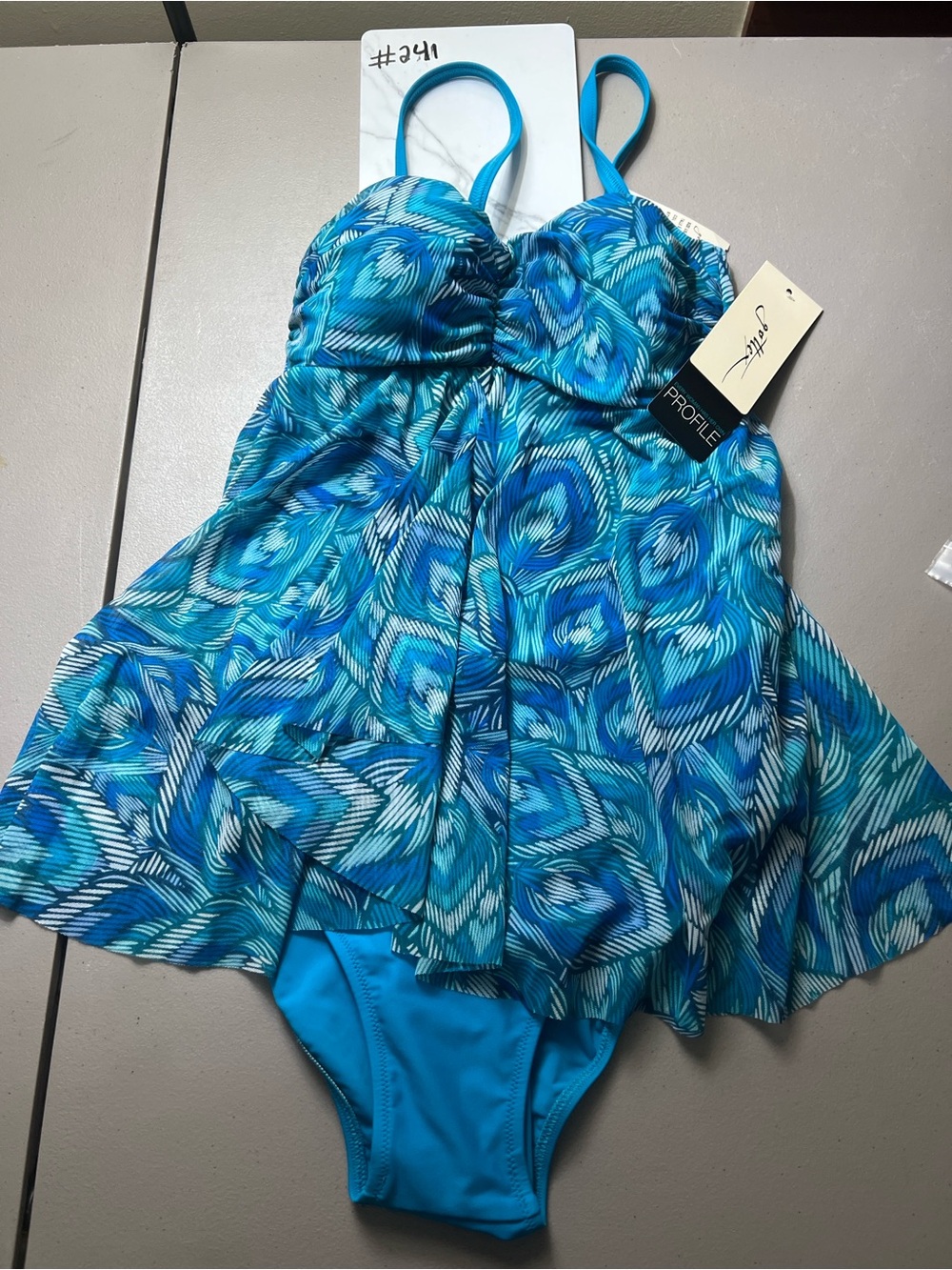 Gottex Blue Multi-Pattern One-Piece Swimdress